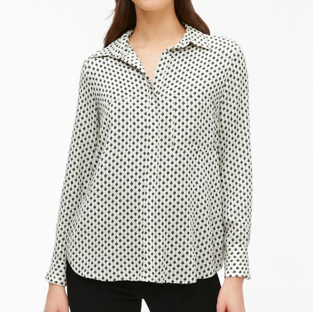 Luna Moon Ivory With Black Print Button Down